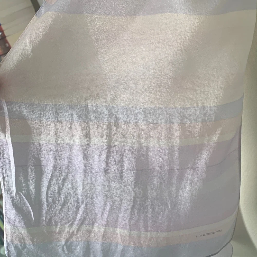 Liz Claiborne vintage silk scarf pastel stripes